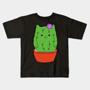 Kawaii Cactus Kitty Cat Succulent Cacti Kids T-Shirt